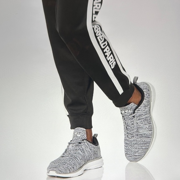 Like New! $110 Karl Lagerfeld Paris Black Joggers with White Stripes sz L - Picture 12 of 15